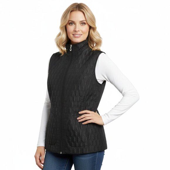 Alia Vest Lot x 2 | Lightweight Quilted Vests Black & Navy Diamond Zip Up Gilet - Picture 4 of 15